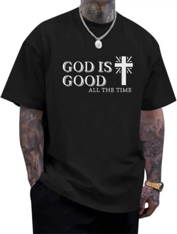 God is Good Shirt Christian Jesus Cross T Shirts for Men Religious Faith Inspirational Vintage Oversized Graphic Tees Tops Tee